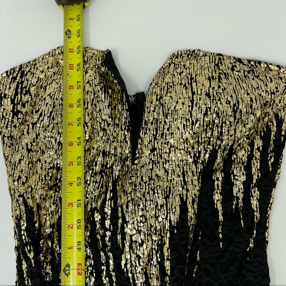 Cameo Gold Metallic Strapless Dress Large - Picture 7 of 8